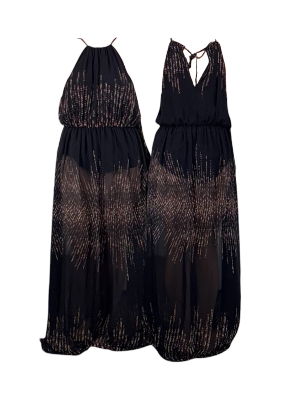 Navy Halter Flowy Maxi Dress
